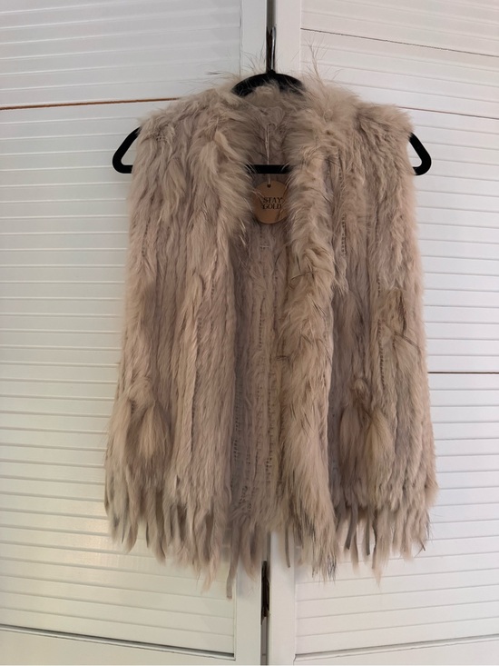 Sweaters - Vintage Real Rabbit Fur Cream Vest - Women's